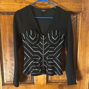 Bebe Black Striped Women's Bustier Jacket XS